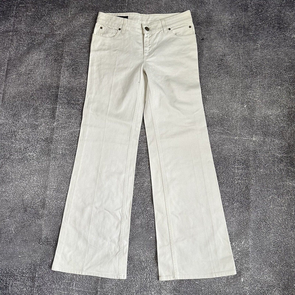 Women's Gucci Eco Washed Organic Cotton Flare White Jeans Pants Sz IT 38 (US S)
